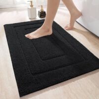 Carmdering Tapis de bain antidérapant et absorbant 40x60cmTapis de bain en microfibre épaisse et doucePaillasson d'intérieurLavable en machinenoir