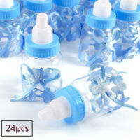 24 x Boîtes à bonbons bleues pour bébé garçon, flacons d'emballage, coffret cadeau pour fête de naissance, coffret cadeau de baptême (bleu)