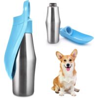 Gourde pour chien - 1 unité - Acier inoxydable - Pliable 180° - Anti-fuite - Randonnée et promenade - 750 ml