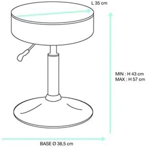 Tabouret De Bureau Réglable En Hauteur 47-65 Cm - Siège Ergonomique Antidérapant 140 Kg - Noir