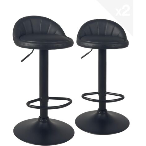 Baroni Home Tabouret De Bar Pivotant Hauteur Réglable 59-79 Cm – Siège Cuisine Cuir Synthétique Noir, Base Chromée Stable