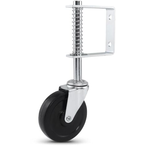 Roulettes de porte à ressort, roues de porte en caoutchouc robustes de 4 pouces (10 cm) supportant jusqu'à 220 lb (100 kg) avec ressorts (1/5)
