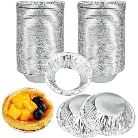 250 Pièces Moule à Tarte Aluminium Jetable Moule à Tarte aux Oeufs Plat à Tarte en Papier d'Aluminium Mini Moule à Tartelette Anti-adhésif pour Pâtisserie Cupcakes Puddings Gelée Gâteaux (1/5)
