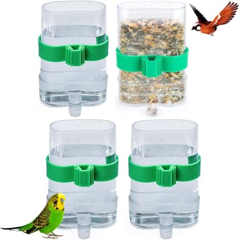 4 Pièces Distributeur d'animaux de Compagnie Automatique Distributeur d'eau Plastique Transparent Abreuvoir À Oiseaux Automatique Mangeoire à Oiseaux pour Cage à Oiseaux Petit Animal (1/5)