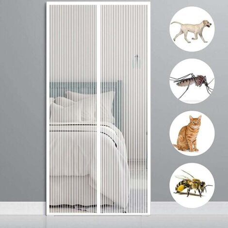 Rideau Aimanté pour 150x220cm(59x87inch) Rideau Anti Mouche Porte Porte Moustiquaire pour Couloirs, Portes pour Porte d Entrée Intérieur/Patio, Blanc (1/5)