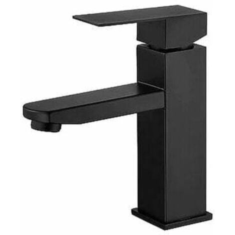 Mitigeur lavabo noir acier inoxydable levier unique eau chaude et avec tuyaux inclus robinet salle de bain noir robinet lavabo noir mitigeur salle de bain noir robinet salle de bain noir (1/5)