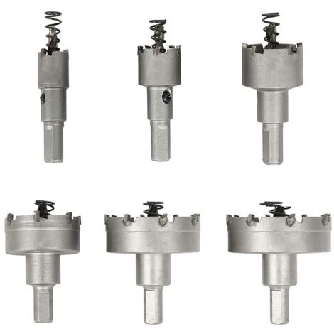 Scie Cloche pour Metal, Lot de 6 Forets de Scie-cloche en Carbure, Scies-Cloches en Acier Inoxydable., pour l'Aluminium, l'Acier, le Fer, le Cuivre, le Bois,16 mm 22 mm 30 mm 40 mm 50 mm 60 mm