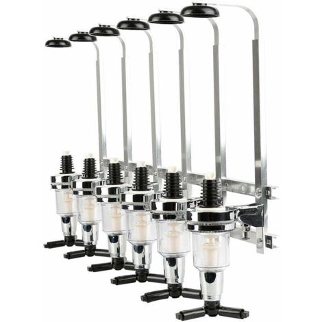Distributeur Mural 6 Bouteilles – Butler Bar En Aluminium & ABS, Dosage Précis 25/30/45ml, Support Verseur Alcool Professionnel