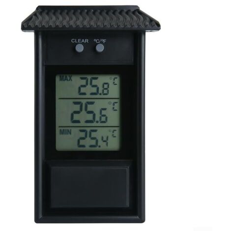 Thermomètre numérique pour serre – Thermomètre max et min pour surveiller les températures maximales et minimales, accessoire de serre mural pour intérieur ou extérieur Noir (1/5)