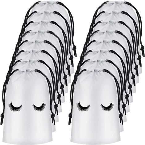 Lot de 50 pochettes de soin pour extensions de cils, pochettes cosmétiques en plastique pour clientes, pochettes de maquillage et d'emballage pour extensions de cils, trousse de toilette portable avec (1/5)