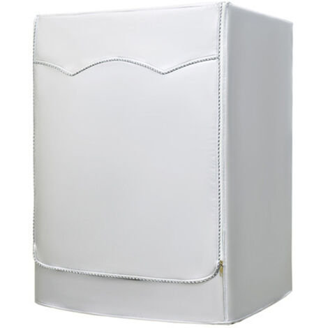 Housse de machine à laver imperméable, anti-poussière et protection solaire pour lave-linge entièrement automatique, en tissu Oxford argenté avec passepoil et fermeture éclair, taille L. (1/5)