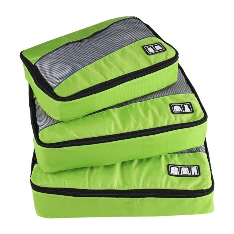 Lot de 3 pochettes de rangement portables pour vêtements et vêtements, idéales pour le voyage, le rangement des bagages et l'organisation à domicile (vert). (1/5)