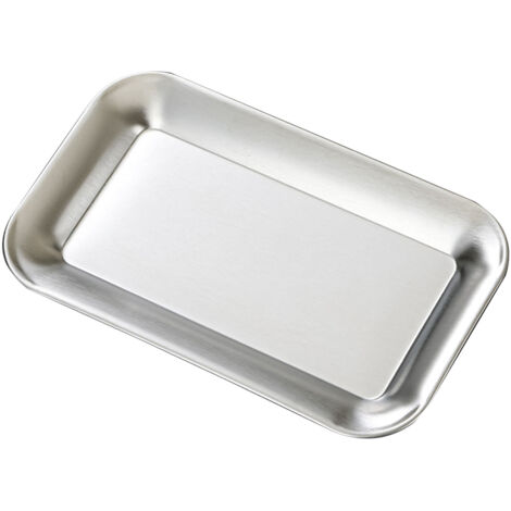 Plat de service carré en acier inoxydable, plateau à vaisselle, assiette à barbecue, couleur argentée, pour la maison