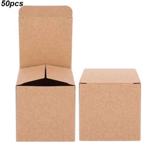 Lot de 50 boîtes en papier kraft pliables style rétro, idéales pour Noël ou un mariage (sans corde en chanvre). (1/5)