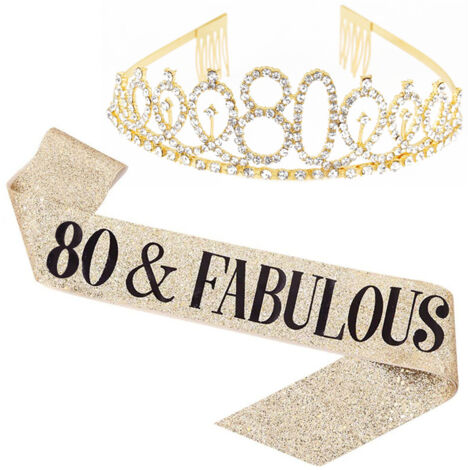 Ensemble couronne et bandoulière pour fête d'anniversaire (10, 13, 18, 21, 30, 40, 50, 60, 70, 80 ans) (1/5)