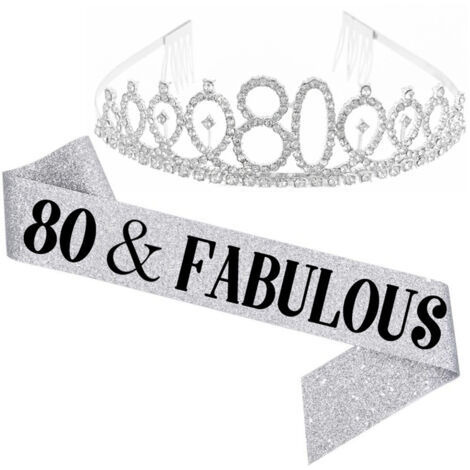 Ensemble couronne et bandoulière pour fête d'anniversaire (10, 13, 18, 21, 30, 40, 50, 60, 70, 80 ans) (1/5)