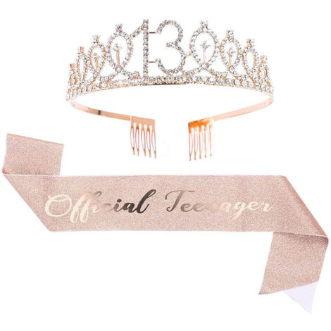 Ensemble couronne et bandoulière pour fête d'anniversaire (10, 13, 18, 21, 30, 40, 50, 60, 70, 80 ans) (1/5)