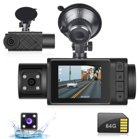 Nouvelle caméra embarquée transfrontalière à trois objectifs 2 pouces HD 1080p, enregistrement simultané des vues avant, intérieure et arrière du véhicule, modèle privé - triple enregistrement via Wi- (1/5)