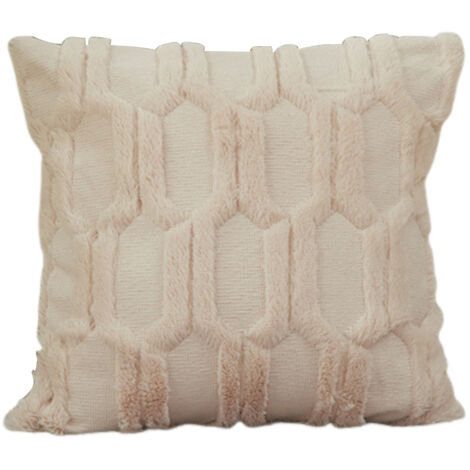 Housse de coussin d'hiver à motif géométrique, couleur unie, peluche 3D brodée numériquement, double usage. (1/5)