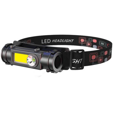 Lampe frontale LED rechargeable - Lampe frontale de camping avec bandeau réglable - Lampe torche puissante (1/5)