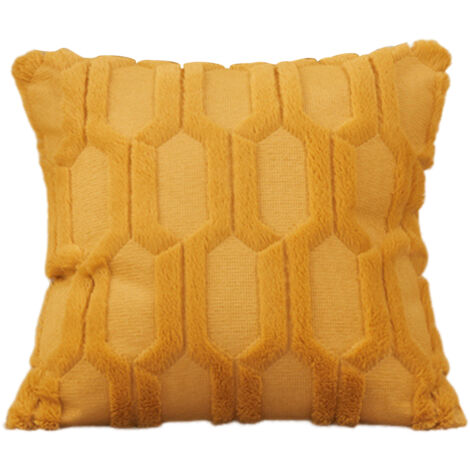 Housse de coussin d'hiver à motif géométrique, couleur unie, peluche 3D brodée numériquement, double usage. (1/5)