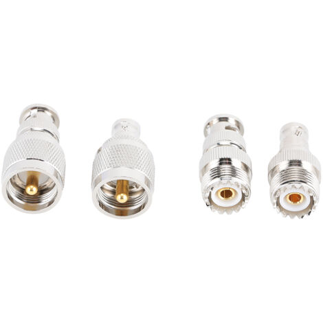 Lot de 4 adaptateurs UHF vers BNC en cuivre nickelé 50 ohms pour antenne radio WiFi et réseau local sans fil (1/5)
