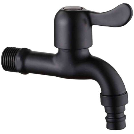 Robinet d'eau en acier inoxydable 304, calibre G1/2, mural, long, simple, pour lave-linge, noir (1/5)