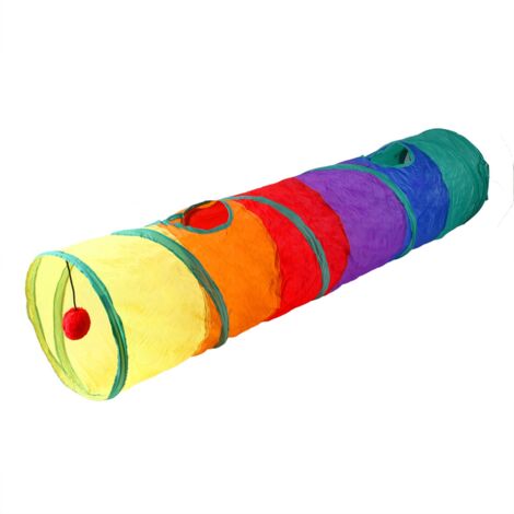 Tunnel pour chat, sûr, écologique et interactif arc-en-ciel, tunnel de jeu pour petits animaux et chiens. (1/5)