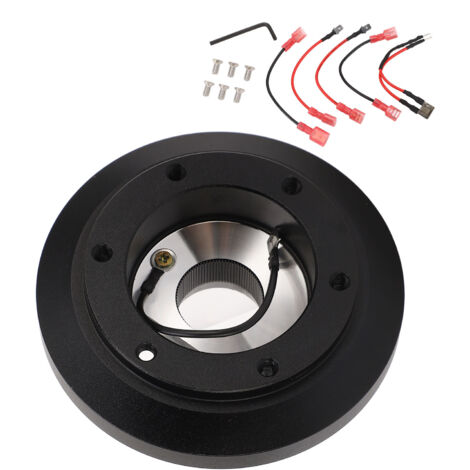 Adaptateur de volant 6 trous en aluminium noir améliorant le confort de conduite pour A3 A4 A6 A8 (1/5)