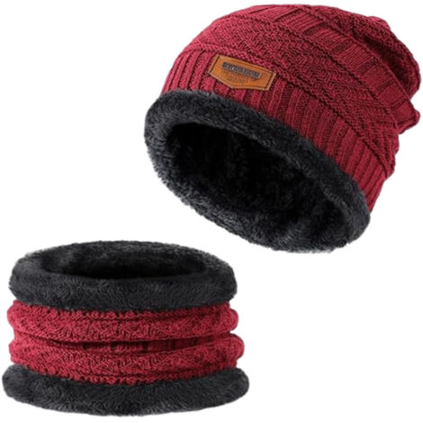 Bonnet d'hiver chaud en laine polaire rembourrée, bonnet rayé en maille, bonnet de cyclisme en coton pour le cou froid