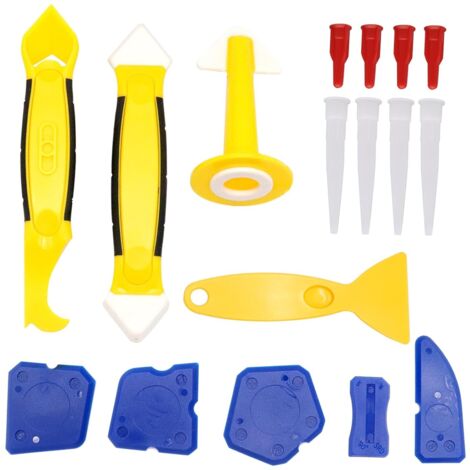 Ensemble de 17 outils de calfeutrage, outil de découpe pour mastic silicone, outil de rechange pour retirer les embouts de calfeutrage pour évier de cuisine, salle de bain et fenêtre. (1/5)