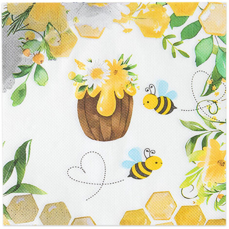 Lot de 60 serviettes de table décorées individuellement, style shabby chic, avec des motifs floraux et aquarelle, idéales pour les déjeuners, anniversaires, mariages et cocktails. (1/5)