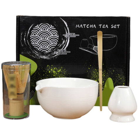 Bol à matcha traditionnel avec bec verseur et support pour fouet - Kit rituel Chasen de style japonais pour matcha - Grand bol à salade, porridge, jus - Chawan (1/5)
