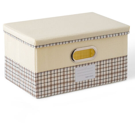 Boîte de rangement pliable avec couvercle en tissu, idéale pour la maison, la chambre ou le placard. (1/5)
