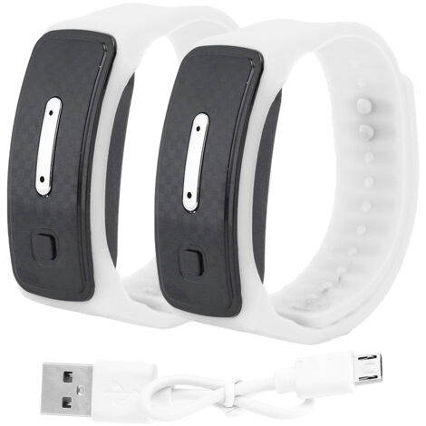 Bracelet anti-moustiques à ultrasons, montre répulsive anti-insectes non toxique pour l'intérieur et l'extérieur (blanc) (1/5)