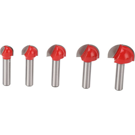 Lot de 5 fraises à nez rond en carbure haute dureté, queue de 8 mm, pour le travail du bois. (1/5)