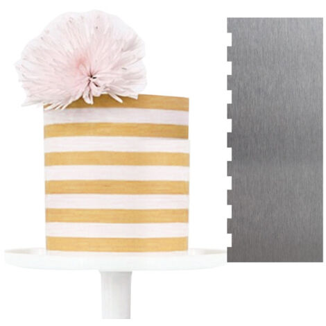 Spatule racloir en acier inoxydable, outil à gâteau, spatule à crème, racloir dentelé polygonal (1/5)