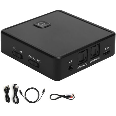 Adaptateur audio sans fil Bluetooth 5.0 (émetteur-récepteur) avec entrée auxiliaire 3,5 mm pour PC, TV et haut-parleurs de voiture (1/5)