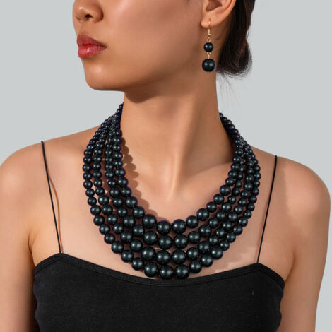 Collier Ras Du Cou Réglable Perles Superposées - Style Élégant Et Tendance Pour Femmes Et Filles