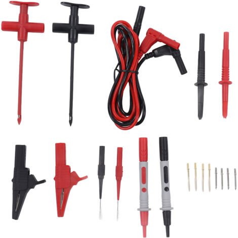 Kit de cordons de test pour multimètre, pinces crocodiles, fiches bananes, câble de test, kit de réparation électrique automobile (1/5)