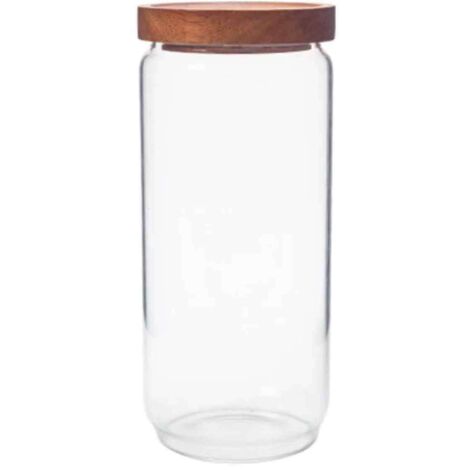Bocal hermétique pour grains de café, bocal de cuisine en verre, bocal en bois d'acacia avec couvercle, bocal pour céréales, fruits secs et thé (1/5)