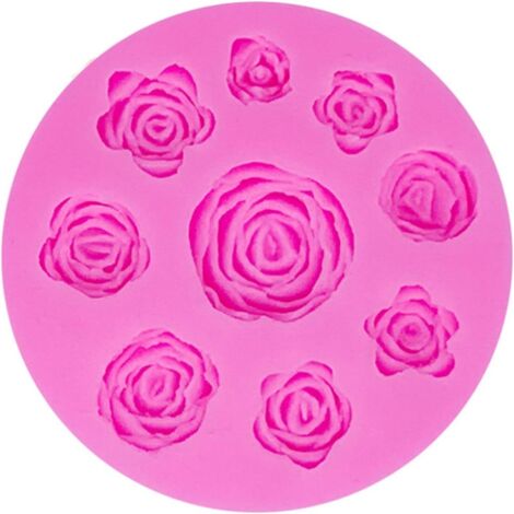 Moule à fondant en silicone 3D en forme de grande rose (1 pièce) - Moule à chocolat en silicone pour gâteaux, bonbons et gelées - Décoration de gâteaux (rose) (1/5)