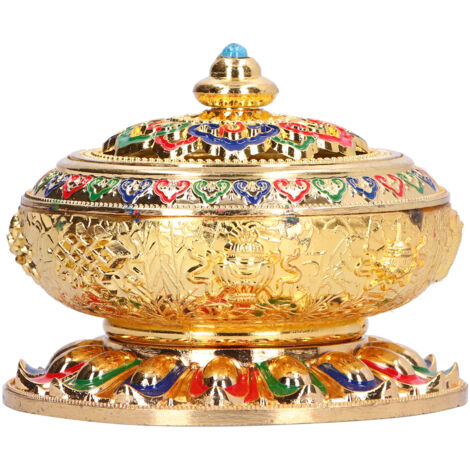 Brûleur d'encens vintage en alliage de cuivre, porte-encens pour salon, ornement pour la cérémonie du thé, doré et coloré (1/5)