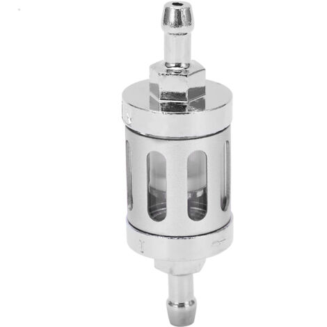 Filtre à carburant avec couvercle en alliage d'aluminium et verre de remplacement pour voitures, quads, SUV, motos et pit bikes (argenté) (1/5)