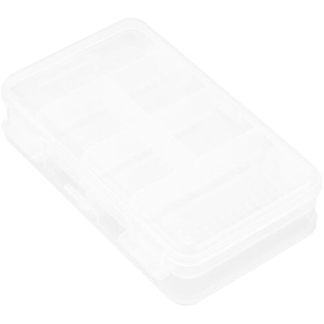 Boîte de rangement transparente à compartiments en plastique, ornée de strass, pour accessoires. (1/5)
