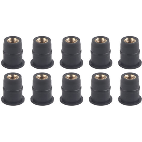 Lot de 10 écrous à sertir M5 en caoutchouc, 5 mm (0,2 po), pour boulons de pare-brise de moto (métriques). (1/5)