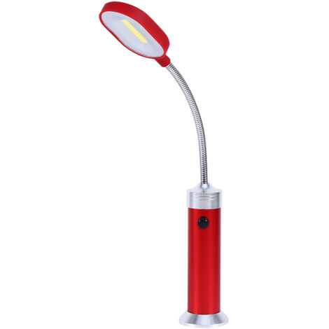 Lampe de bureau magnétique LED de type COB, alimentée par piles, avec col de cygne flexible, rouge (1/5)
