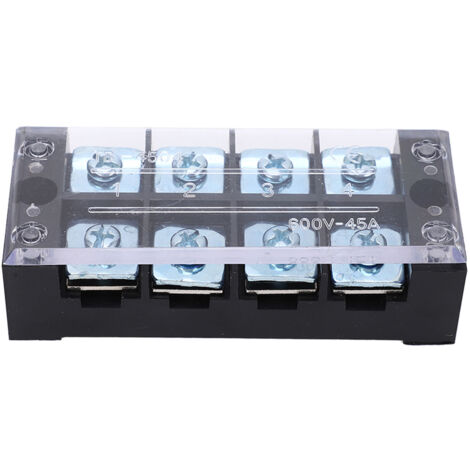 borniers à vis fixes en laiton PC à double rangée 45 A 600 V pour systèmes de distribution, 4 broches (4504) (1/5)