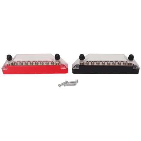1 paire de blocs de distribution électrique à 10 bornes 48 V 150 A avec goujons M6 et vis M4 pour voiture ou bateau. Comprend 2 goujons M6 et 8 vis M4. (1/5)