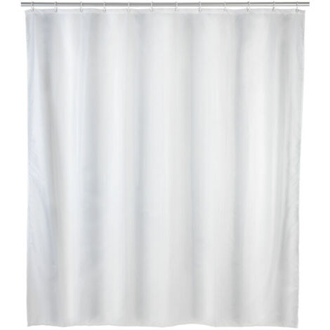 Rideau de douche blanc pur, 240 x 180 cm, lavable en machine et imperméable, comprend 16 anneaux de rideau de douche en plastique blanc, matériau polyester, 240 x 180 cm, blanc. (1/5)